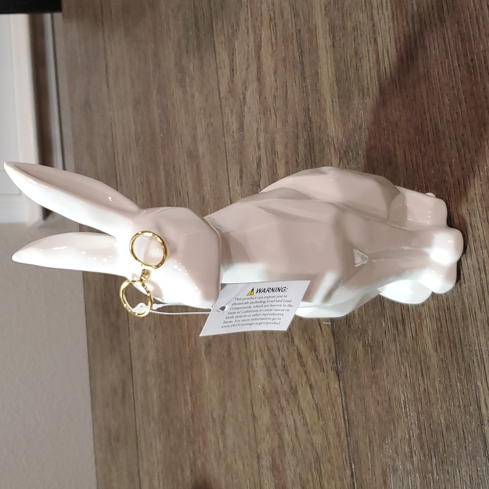 Sagebrook Home Contemporary Bunny with Glasses ceramic figurine.